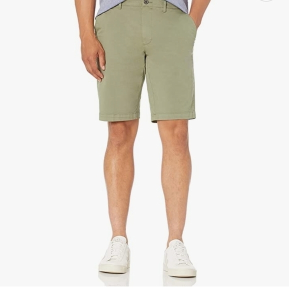 Goodthreads Slim Fit Flat Front Chinos Stretch 11" insea Light Military Green 32 - Picture 1 of 8